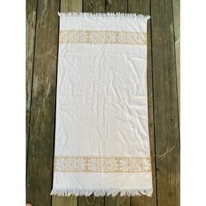 Vintage 1970s beach towel medallion gold crown